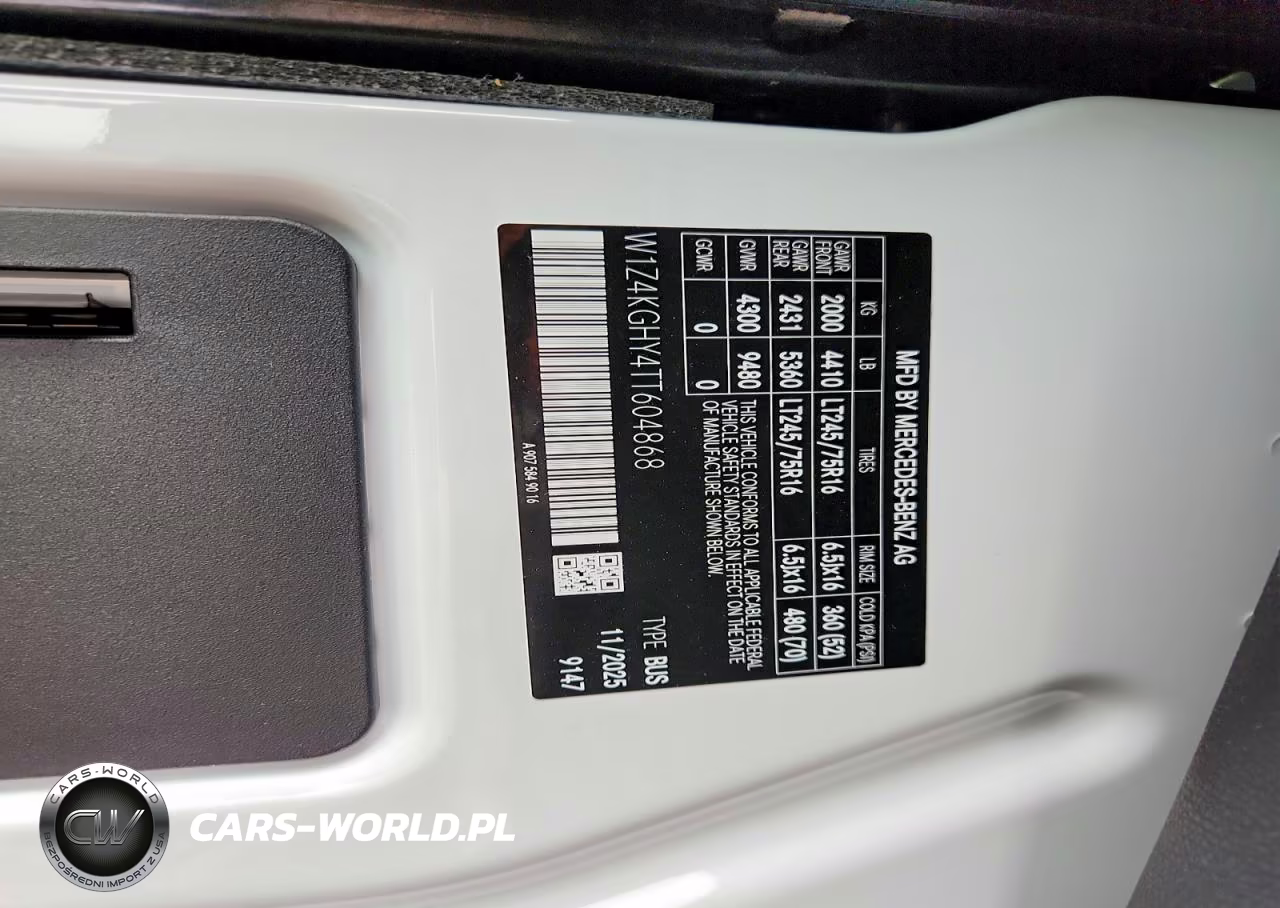 2026 Mercedes-Benz Sprinter 2500 VIN:W1Z4KGHY4TT604868 - 13
