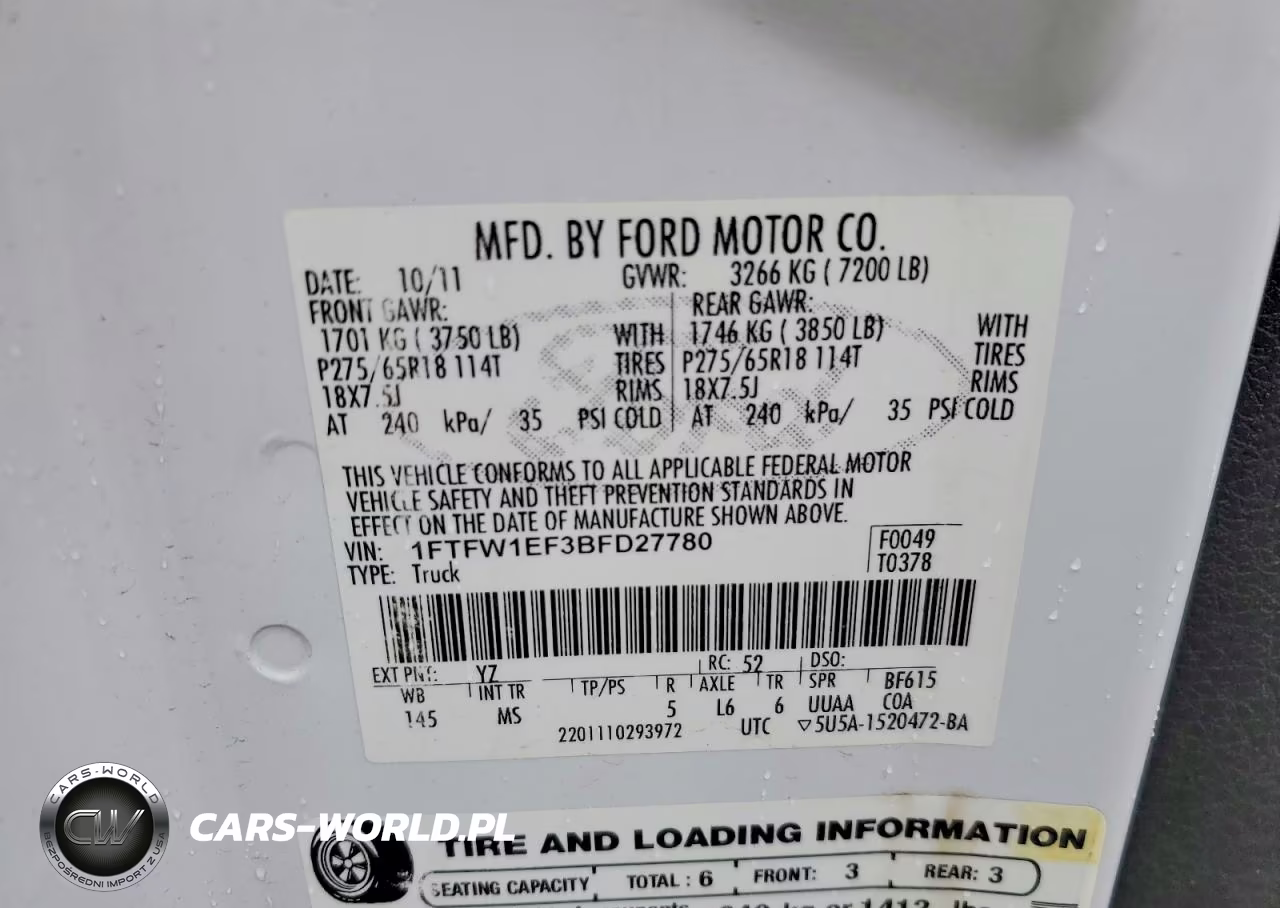 2011 Ford F150 Supercrew VIN:1FTFW1EF3BFD27780 - 12