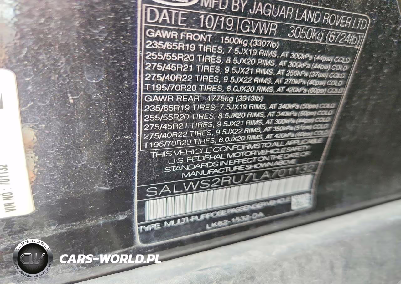 2020 Land Rover Range Rov VIN:SALWS2RU7LA701132 - 12