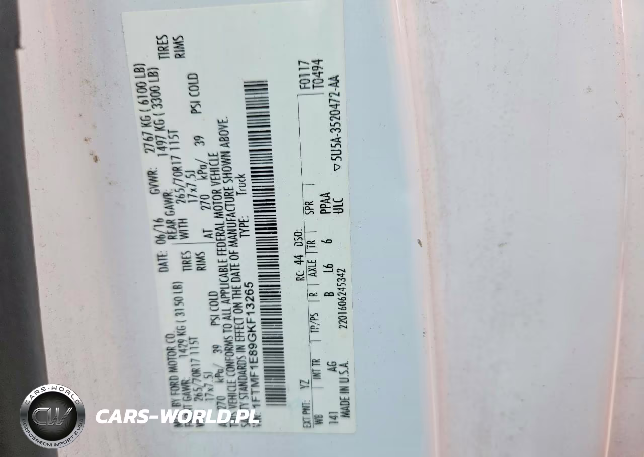 2016 Ford F150 VIN:1FTMF1E89GKF13265 - 12