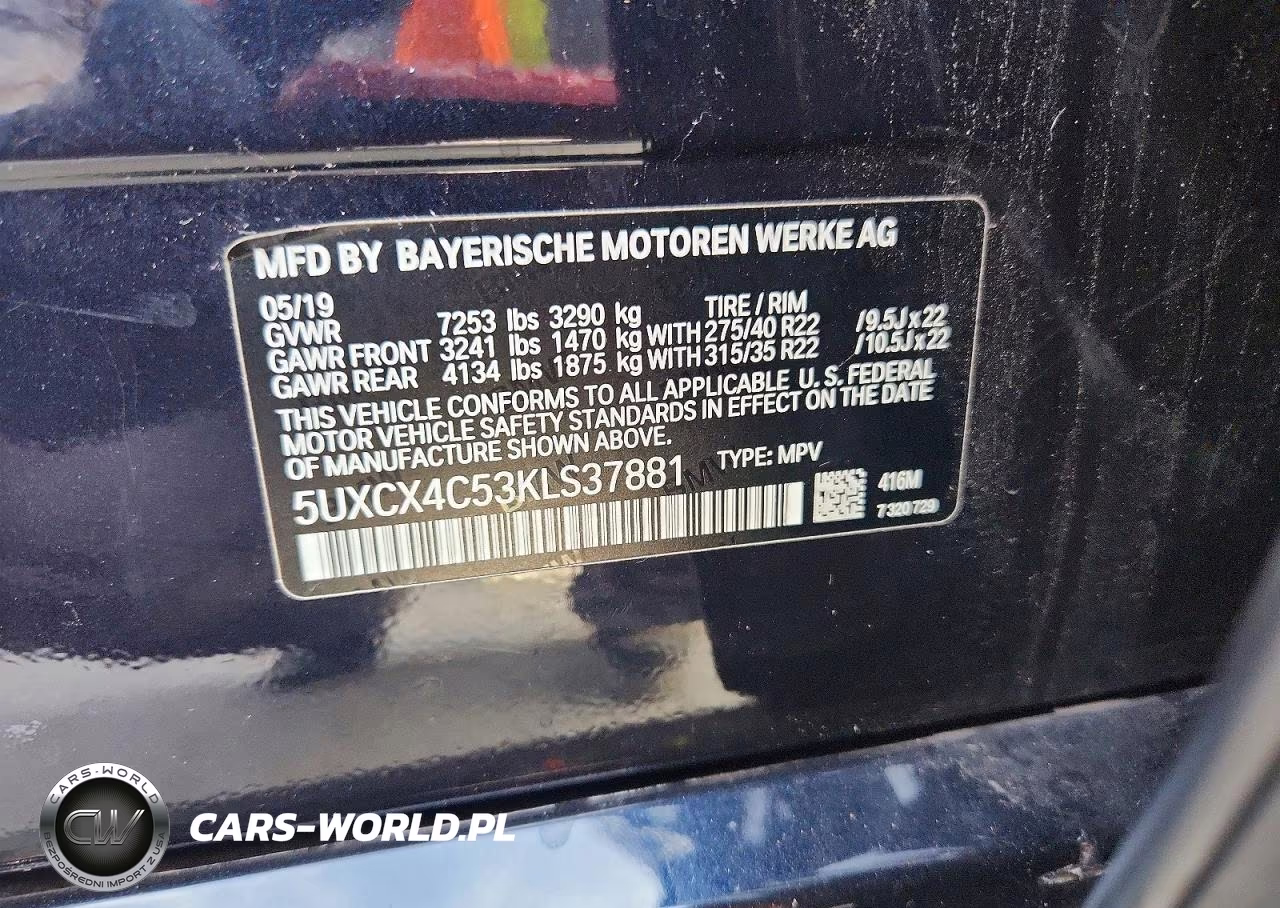 2019 BMW X7 xDrive50I VIN:5UXCX4C53KLS37881 - 13