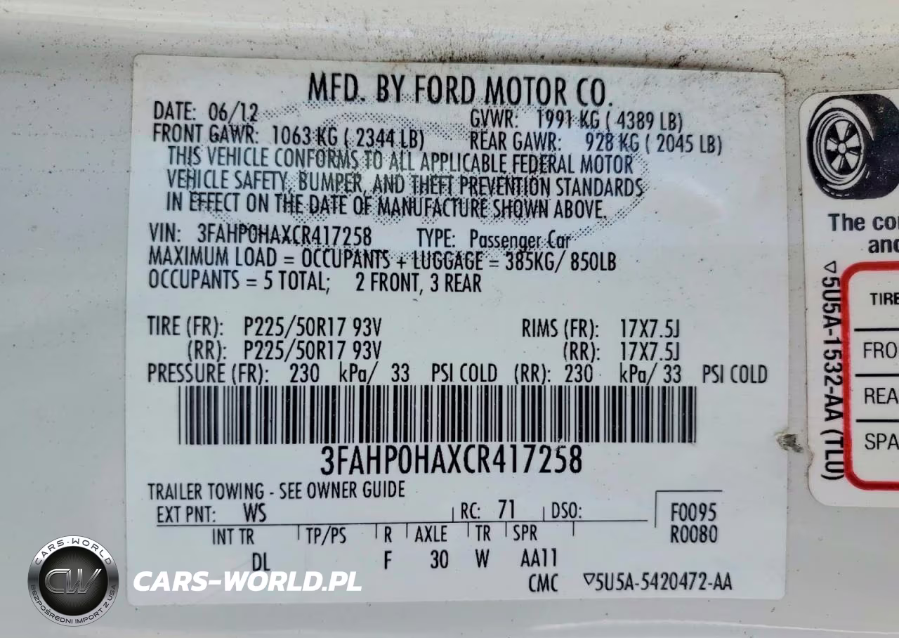 2012 Ford Fusion Se VIN:3FAHP0HAXCR417258 - 12