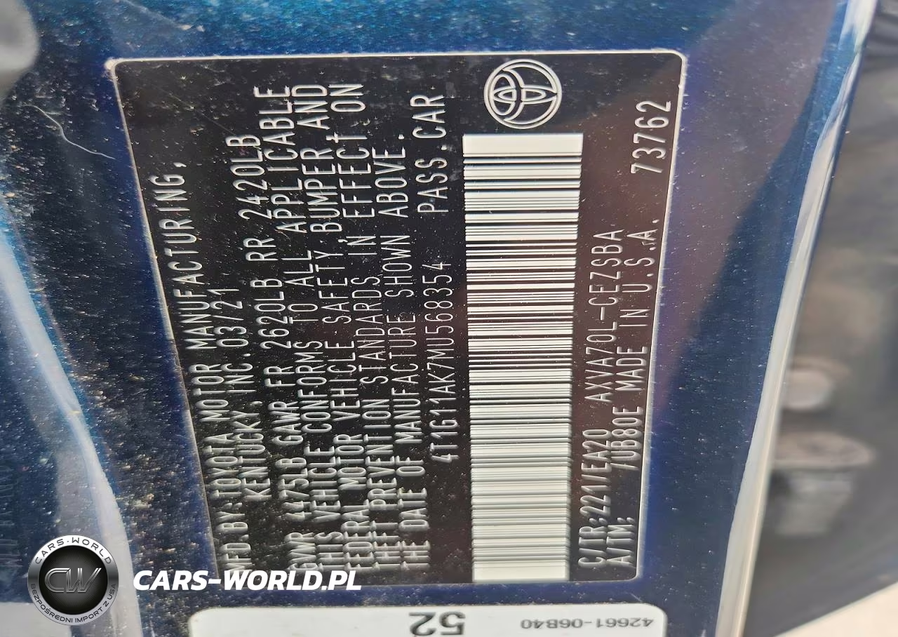2021 Toyota Camry Se VIN:4T1G11AK7MU568354 - 12