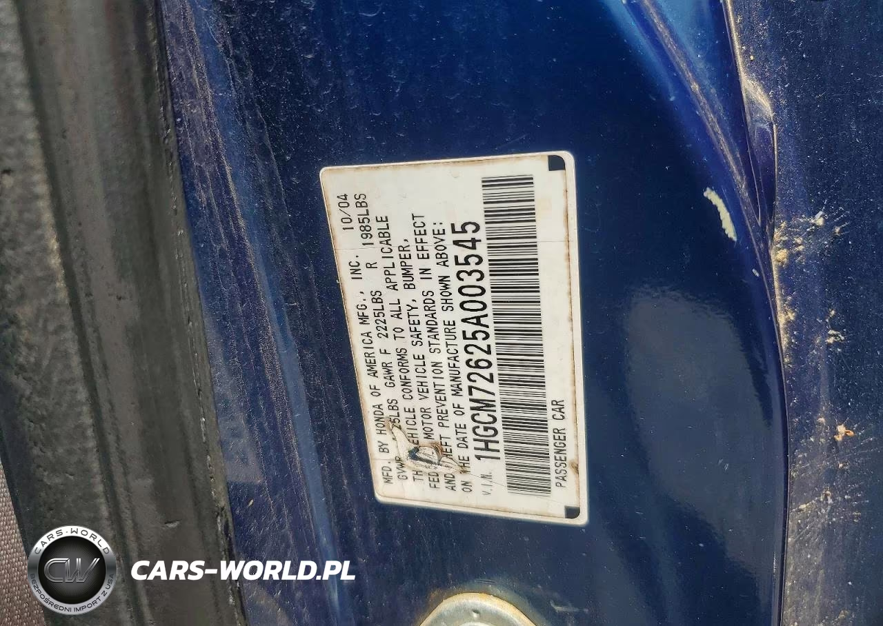 2005 Honda Accord Ex VIN:1HGCM72625A003545 - 12