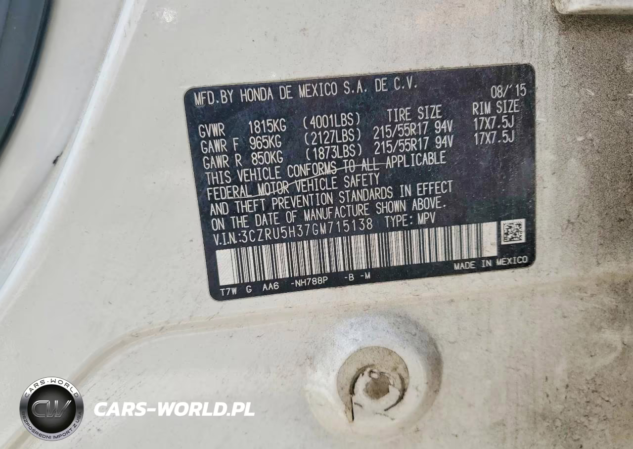 2016 Honda Hr-V Lx VIN:3CZRU5H37GM715138 - 13