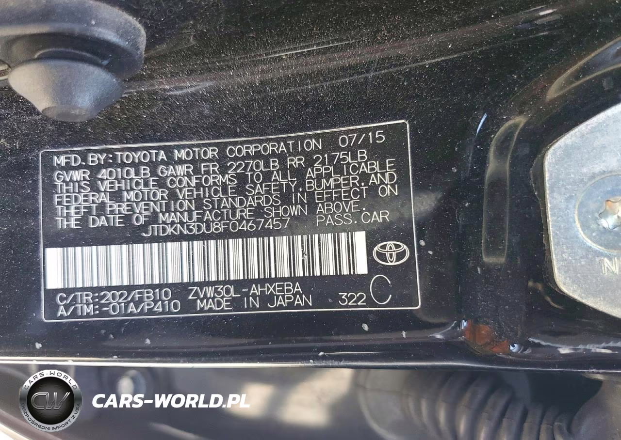 2015 Toyota Prius Two VIN:JTDKN3DU8F0467457 - 13