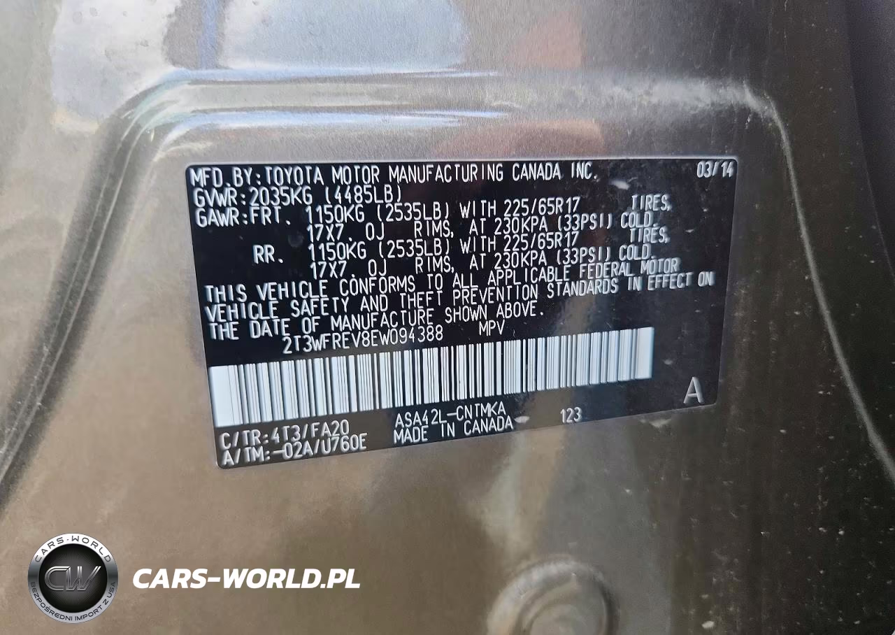 2014 Toyota Rav4 Xle VIN:2T3WFREV8EW094388 - 13