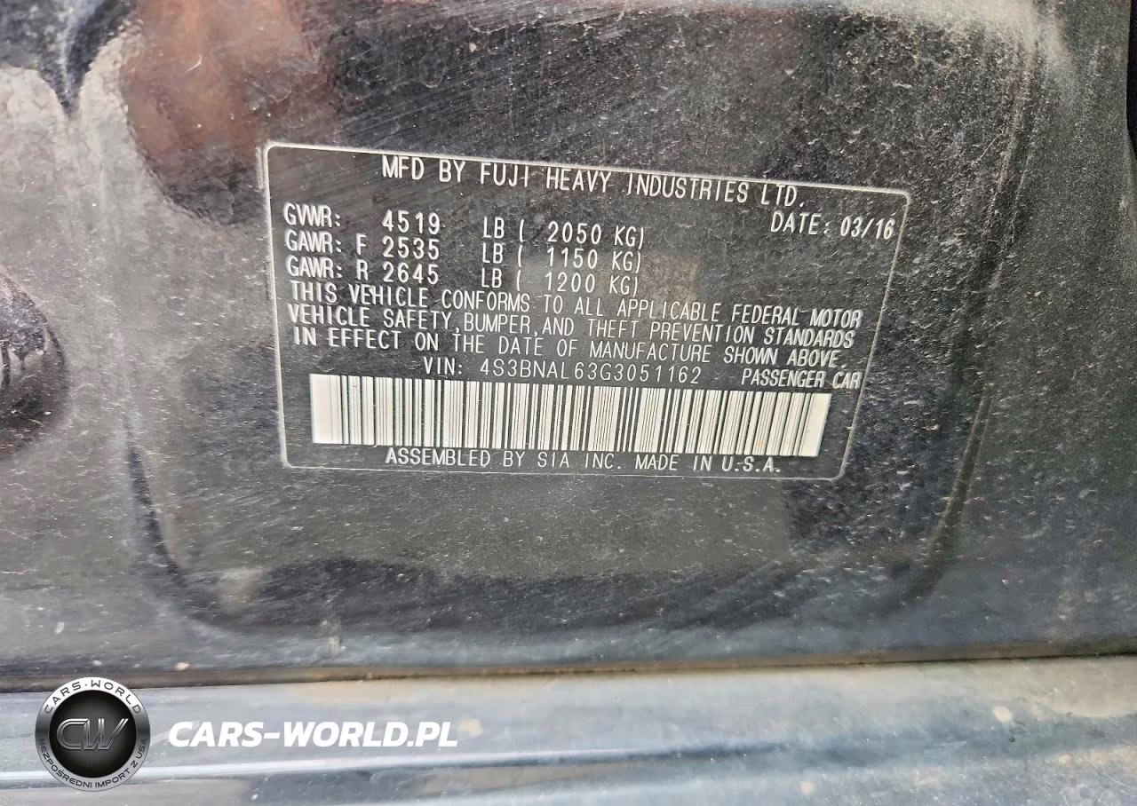 2016 Subaru Legacy 2.5I Limited VIN:4S3BNAL63G3051162 - 12