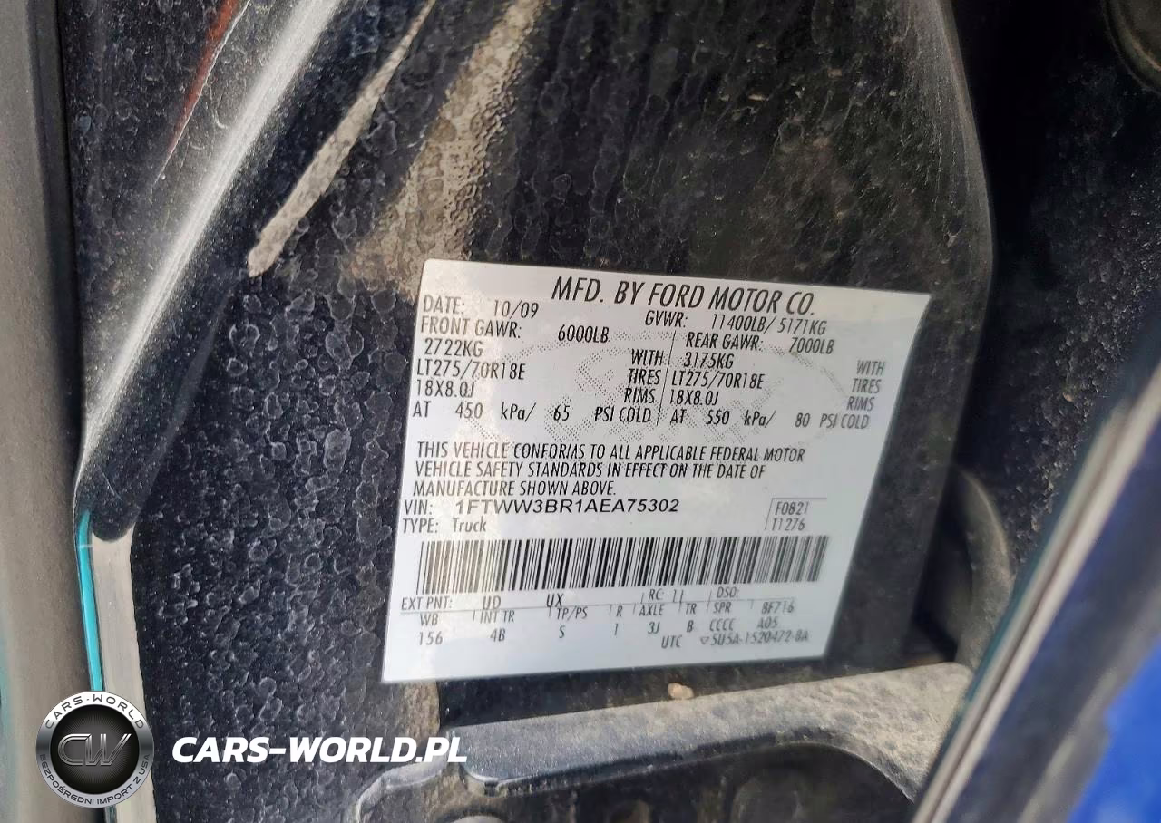 2010 Ford F350 Super Duty VIN:1FTWW3BR1AEA75302 - 12