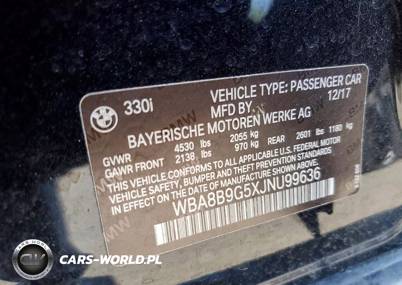 2018 BMW 330 I VIN:WBA8B9G5XJNU99636 - 12