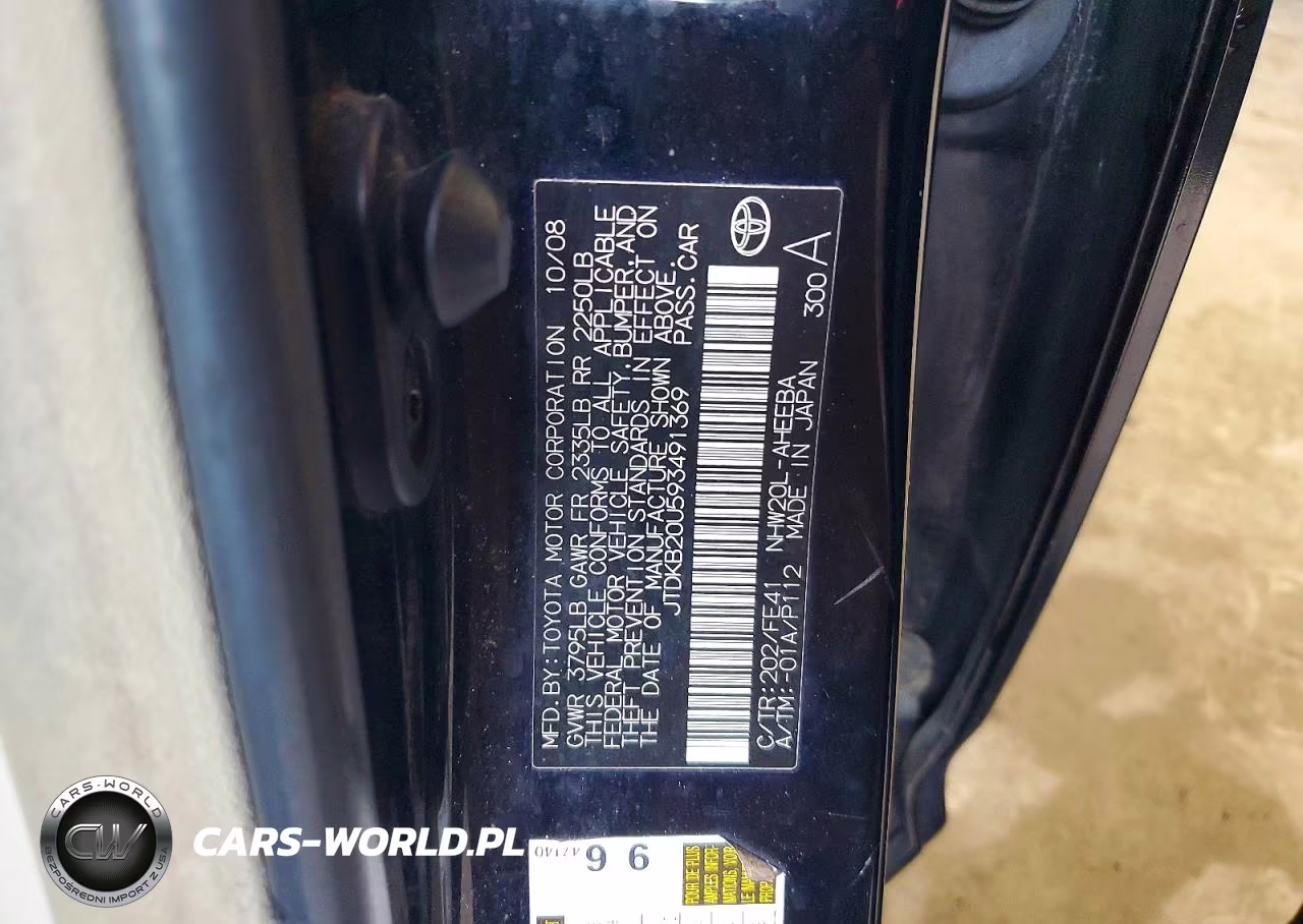 2009 Toyota Prius Touring VIN:JTDKB20U593491369 - 12