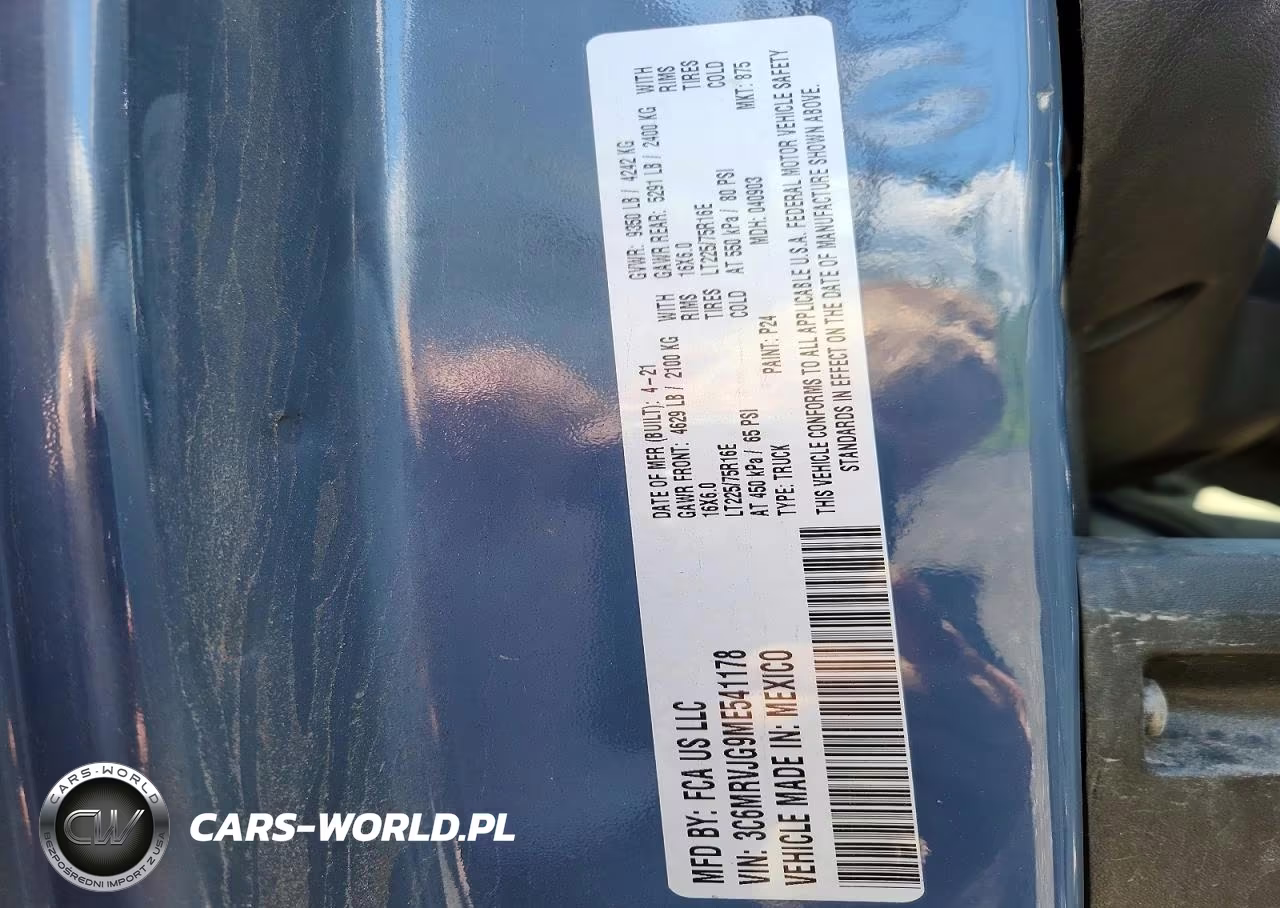 2021 Ram Promaster 3500 Delivery Van VIN:3C6MRVJG9ME541178 - 13