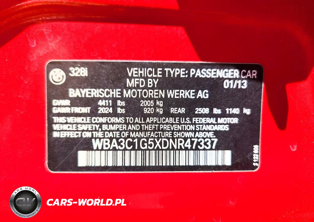 2013 BMW 328 I Sulev VIN:WBA3C1G5XDNR47337 - 12