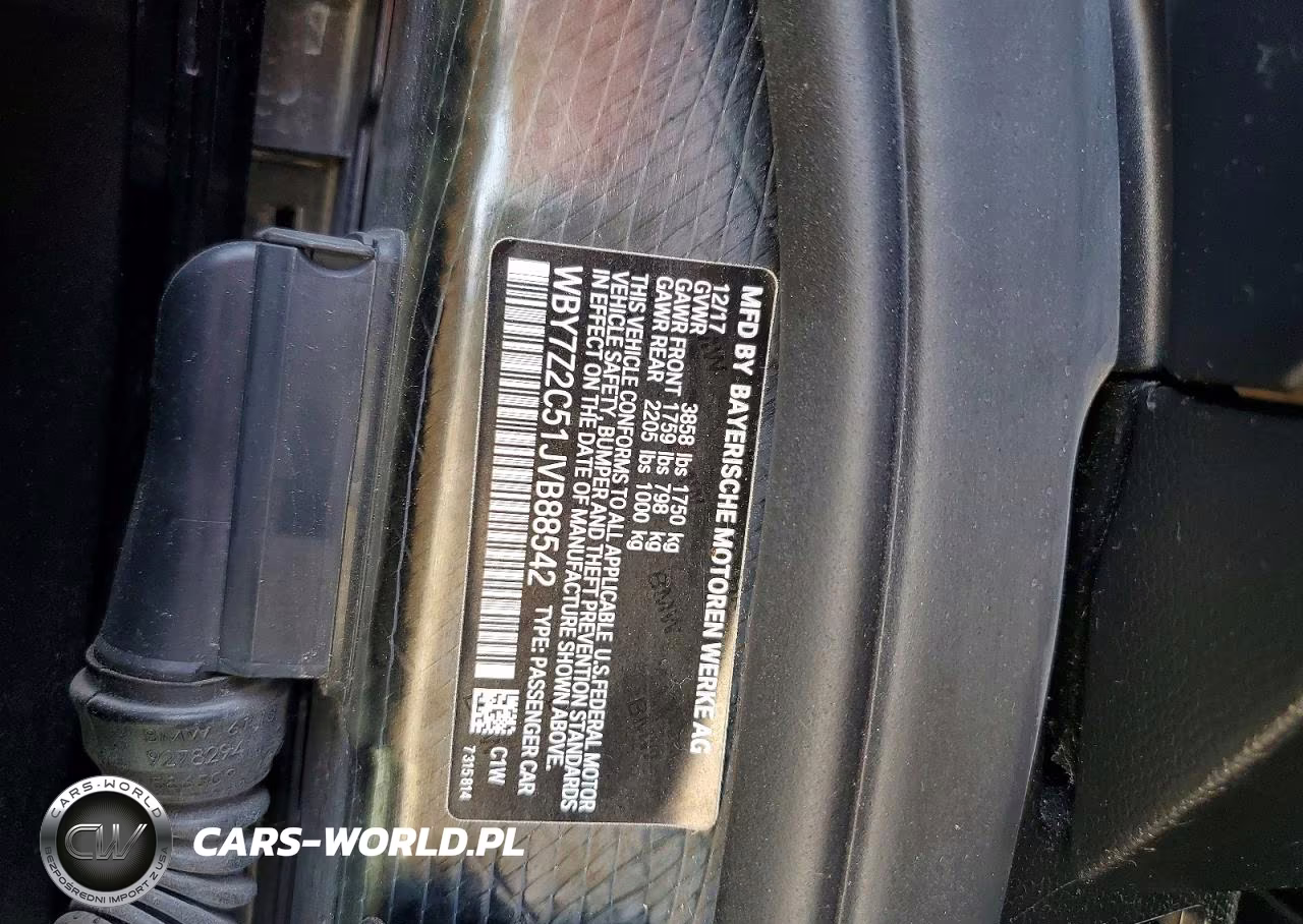 2018 BMW I3 Bev VIN:WBY7Z2C51JVB88542 - 12