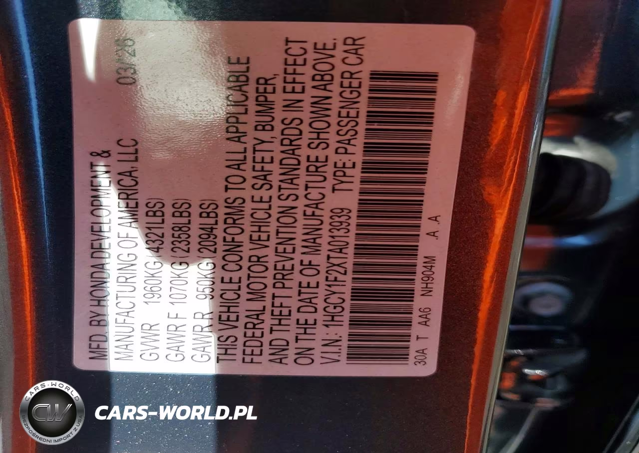 2026 Honda Accord Lx VIN:1HGCY1F2XTA013939 - 12
