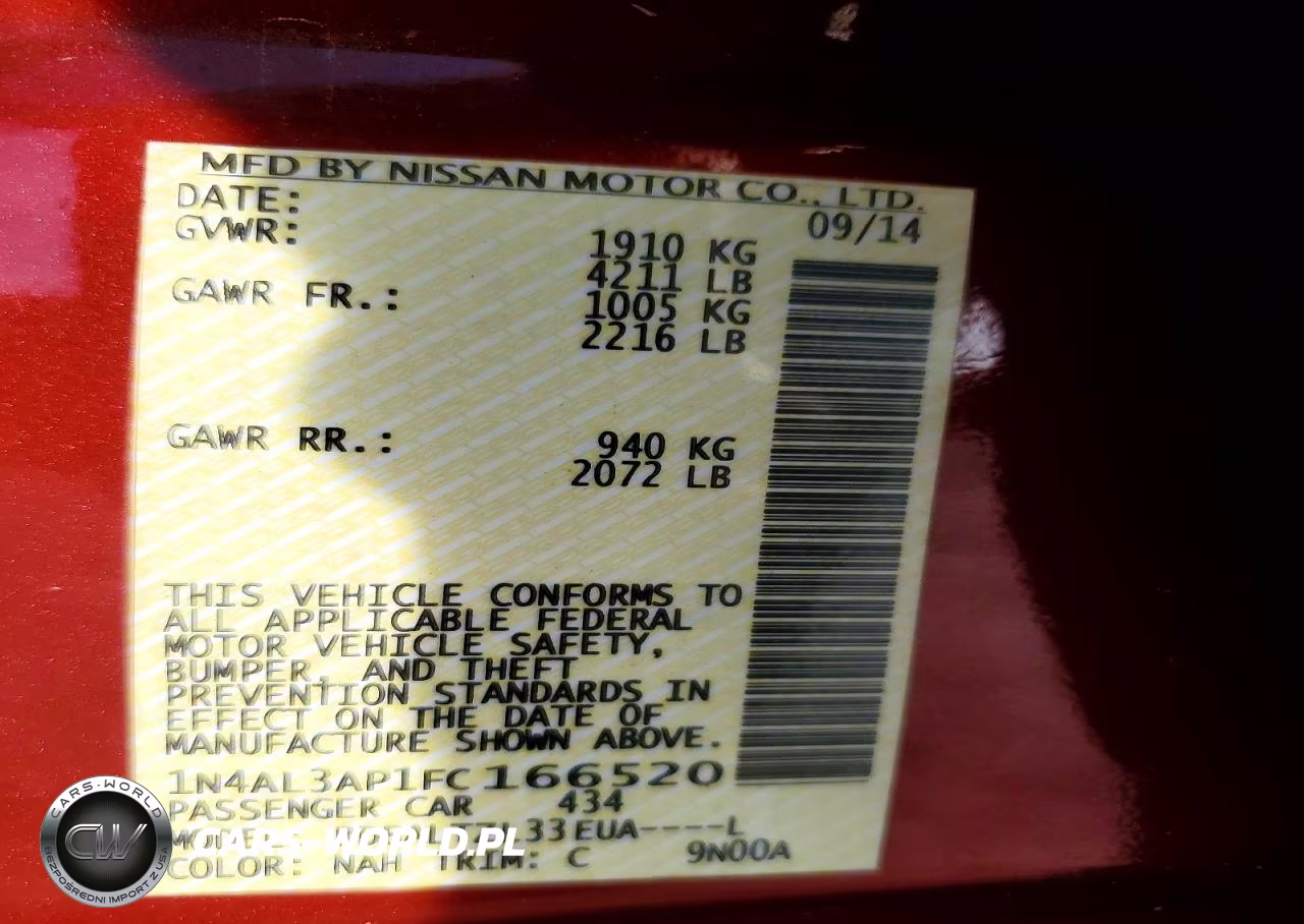 2015 Nissan Altima 2.5 Sl VIN:1N4AL3AP1FC166520 - 12