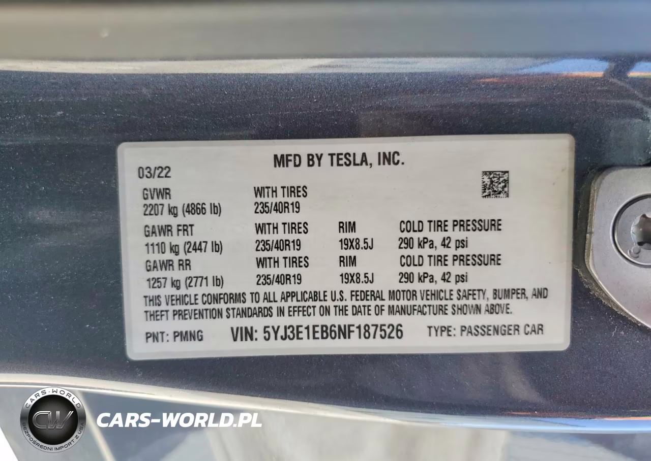2022 Tesla Model 3 VIN:5YJ3E1EB6NF187526 - 12