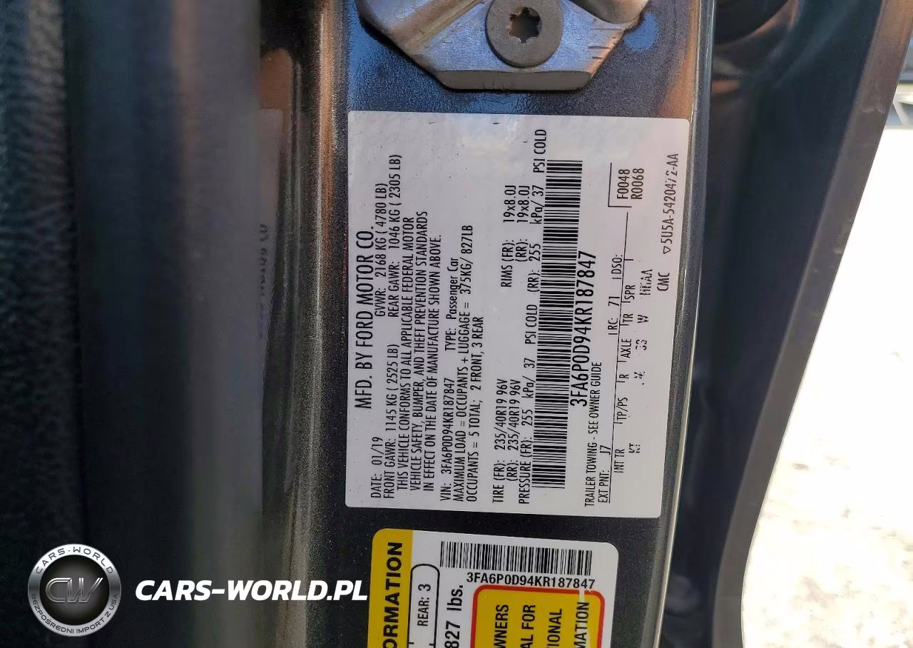 2019 Ford Fusion Titanium VIN:3FA6P0D94KR187847 - 12
