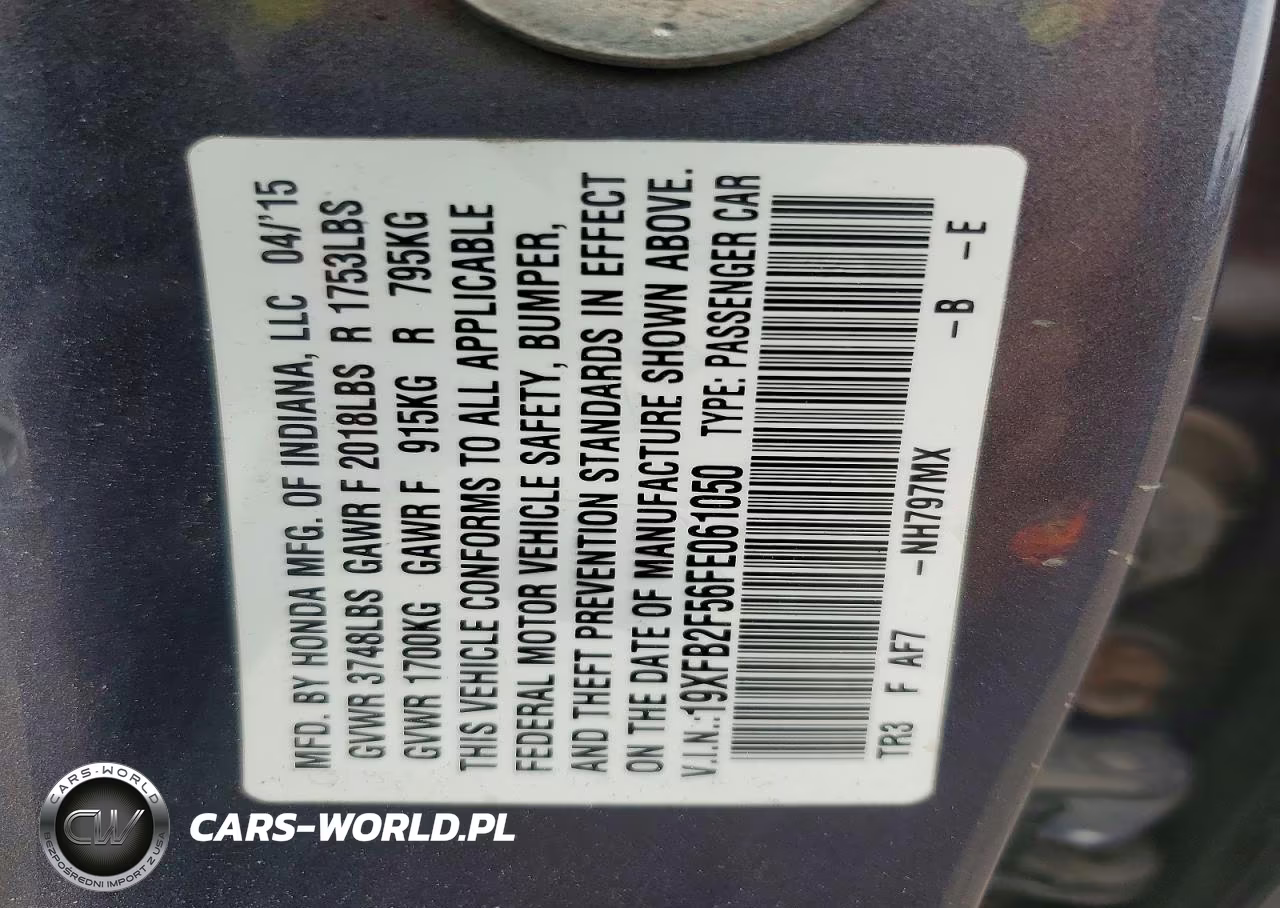 2015 Honda Civic Lx VIN:19XFB2F56FE061050 - 12