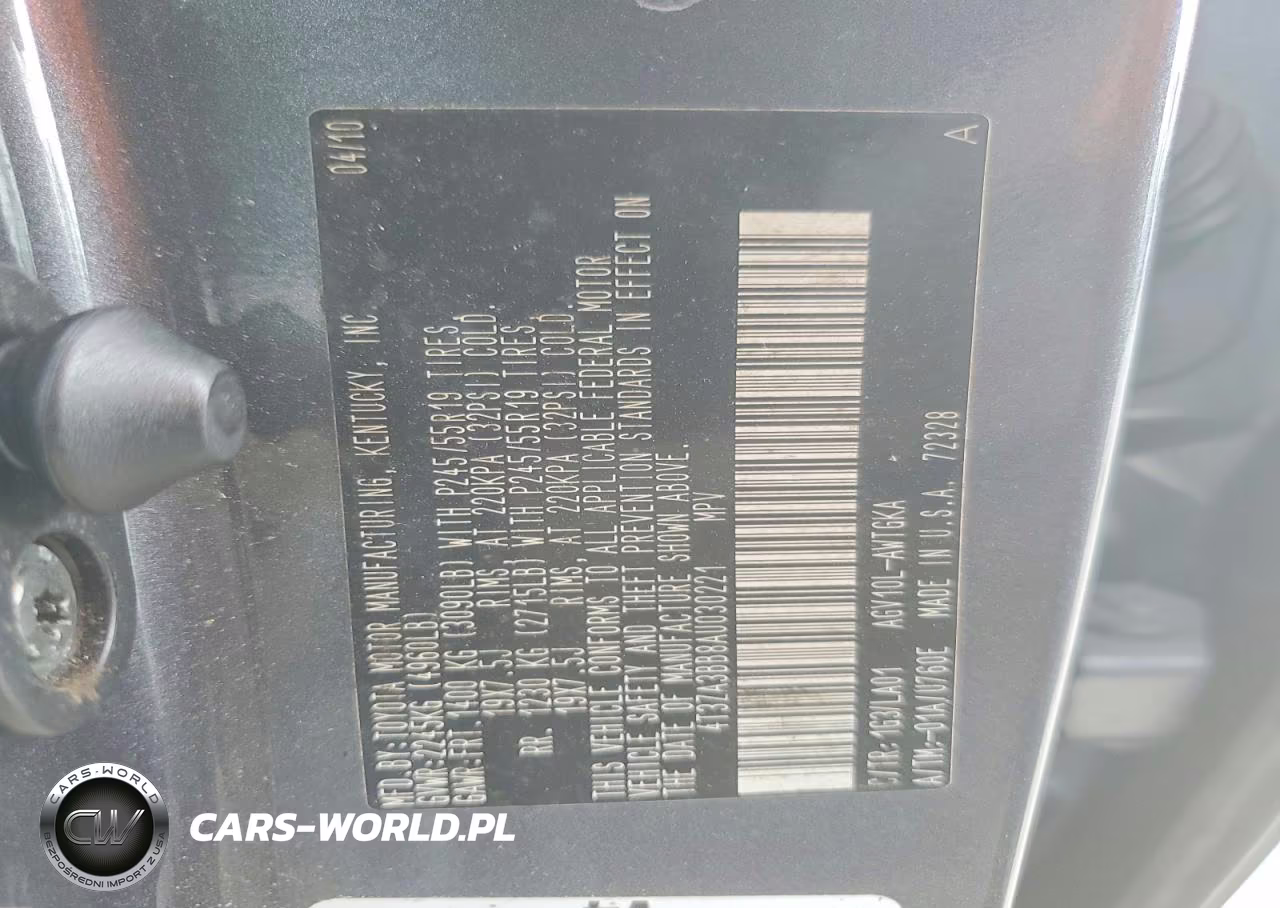 2010 Toyota Venza Fwd 4Cyl VIN:4T3ZA3BB8AU030221 - 13