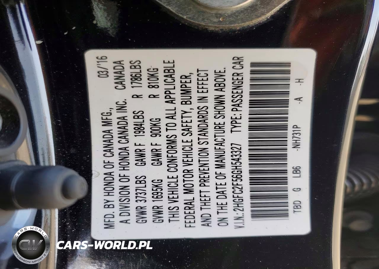 2016 Honda Civic Lx VIN:2HGFC2F56GH543327 - 12