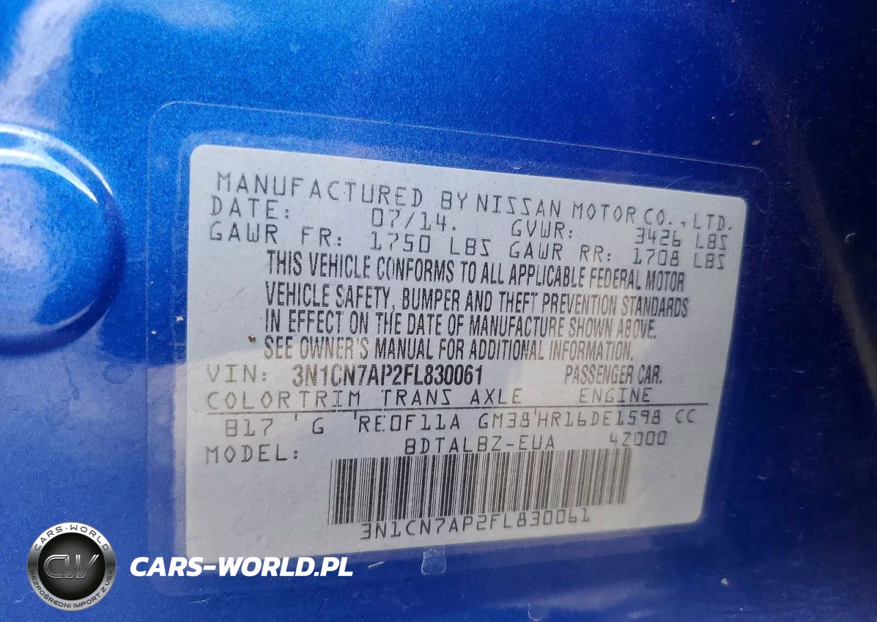 2015 Nissan Versa 1.6 Sv VIN:3N1CN7AP2FL830061 - 12