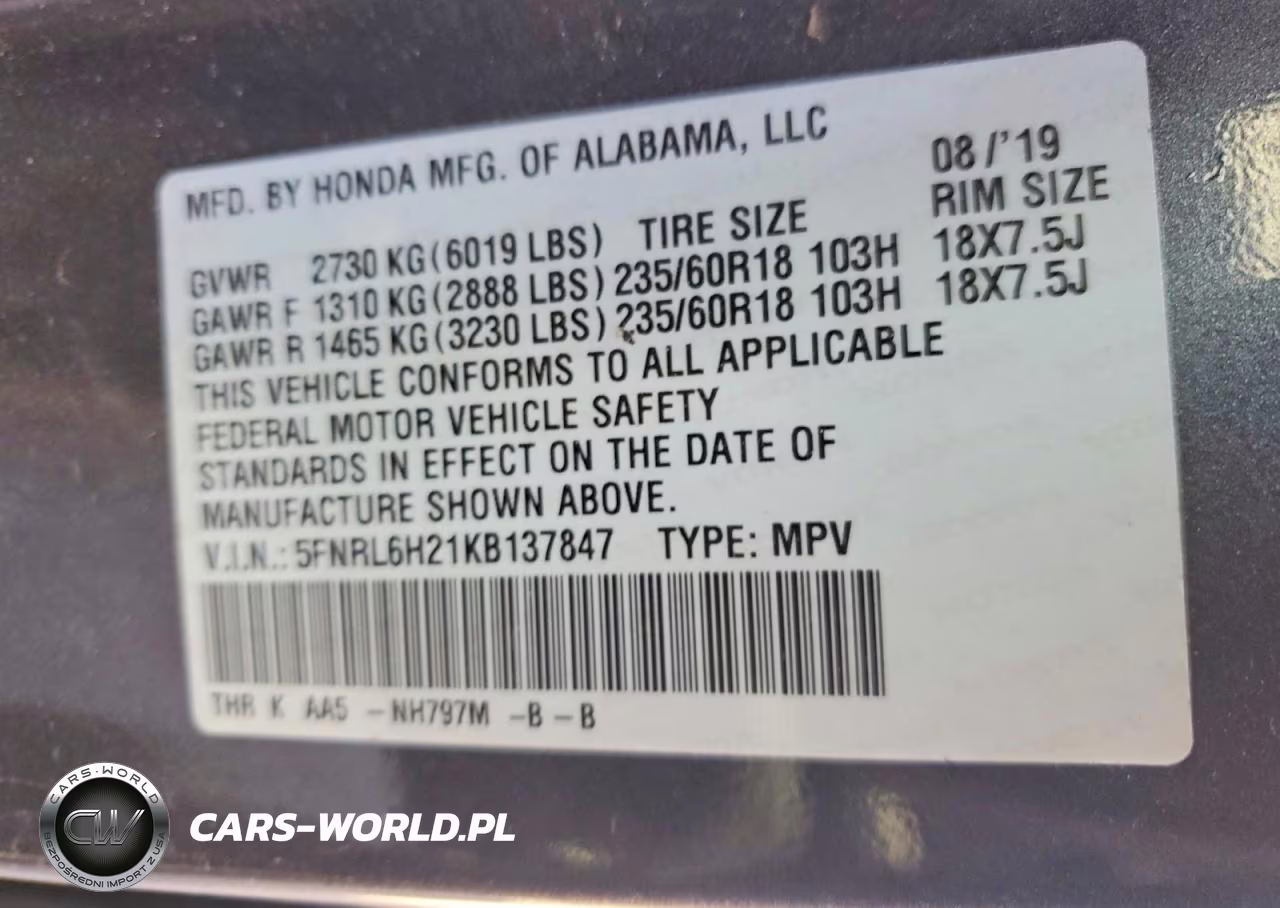 2019 Honda Odyssey Lx VIN:5FNRL6H21KB137847 - 13
