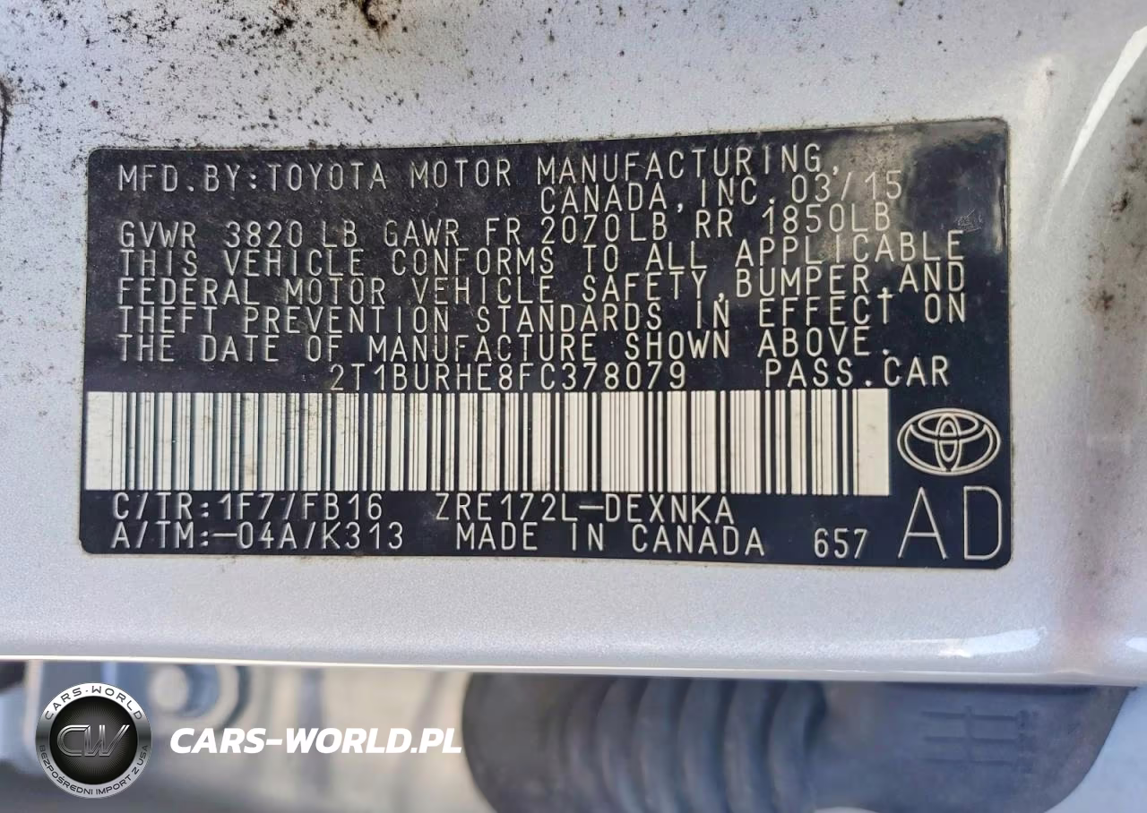 2015 Toyota Corolla Le VIN:2T1BURHE8FC378079 - 12