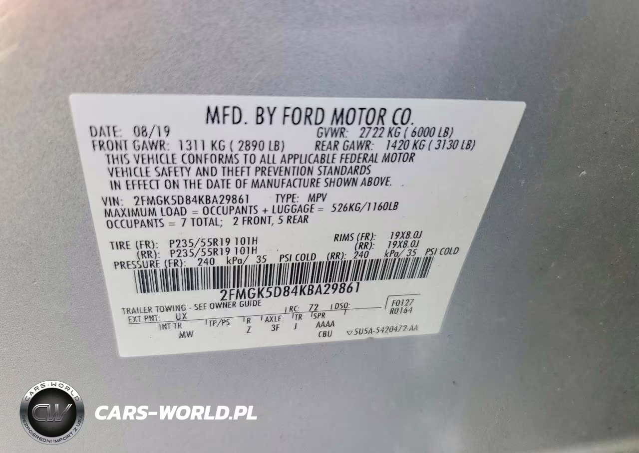 2019 Ford Flex Limited VIN:2FMGK5D84KBA29861 - 12
