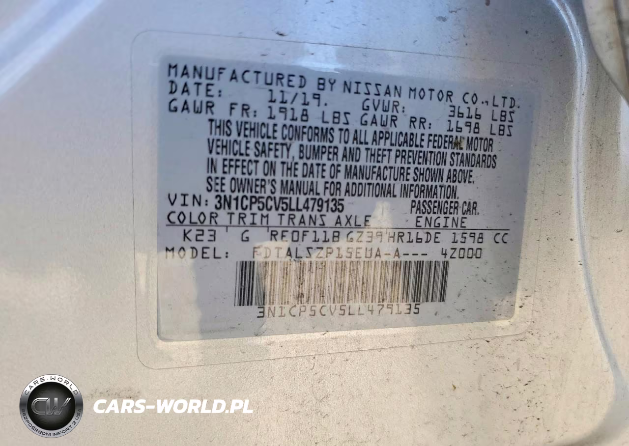 2020 Nissan Kicks Sv VIN:3N1CP5CV5LL479135 - 14