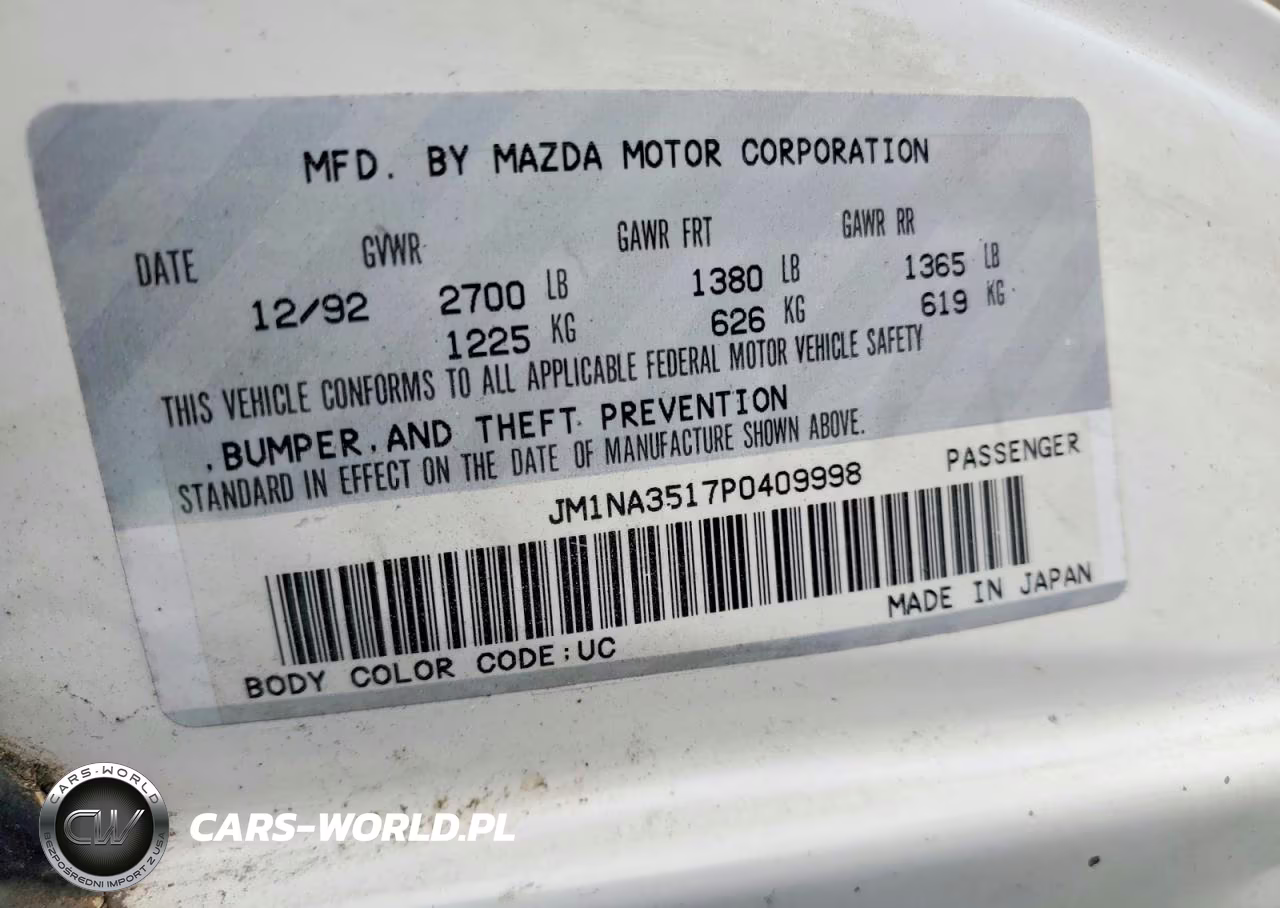 1993 Mazda Mx-5 Miata VIN:JM1NA3517P0409998 - 12