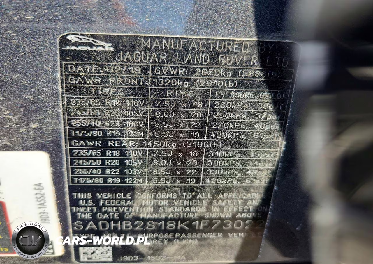 2019 Jaguar I-Pace S VIN:SADHB2S18K1F73022 - 12