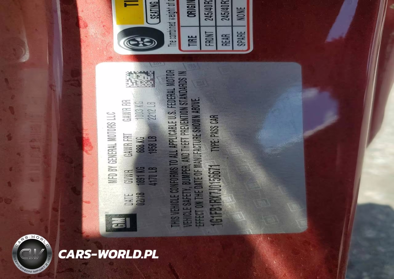 2018 Chevrolet Camaro Lt VIN:1G1FB1RX7J0156671 - 12