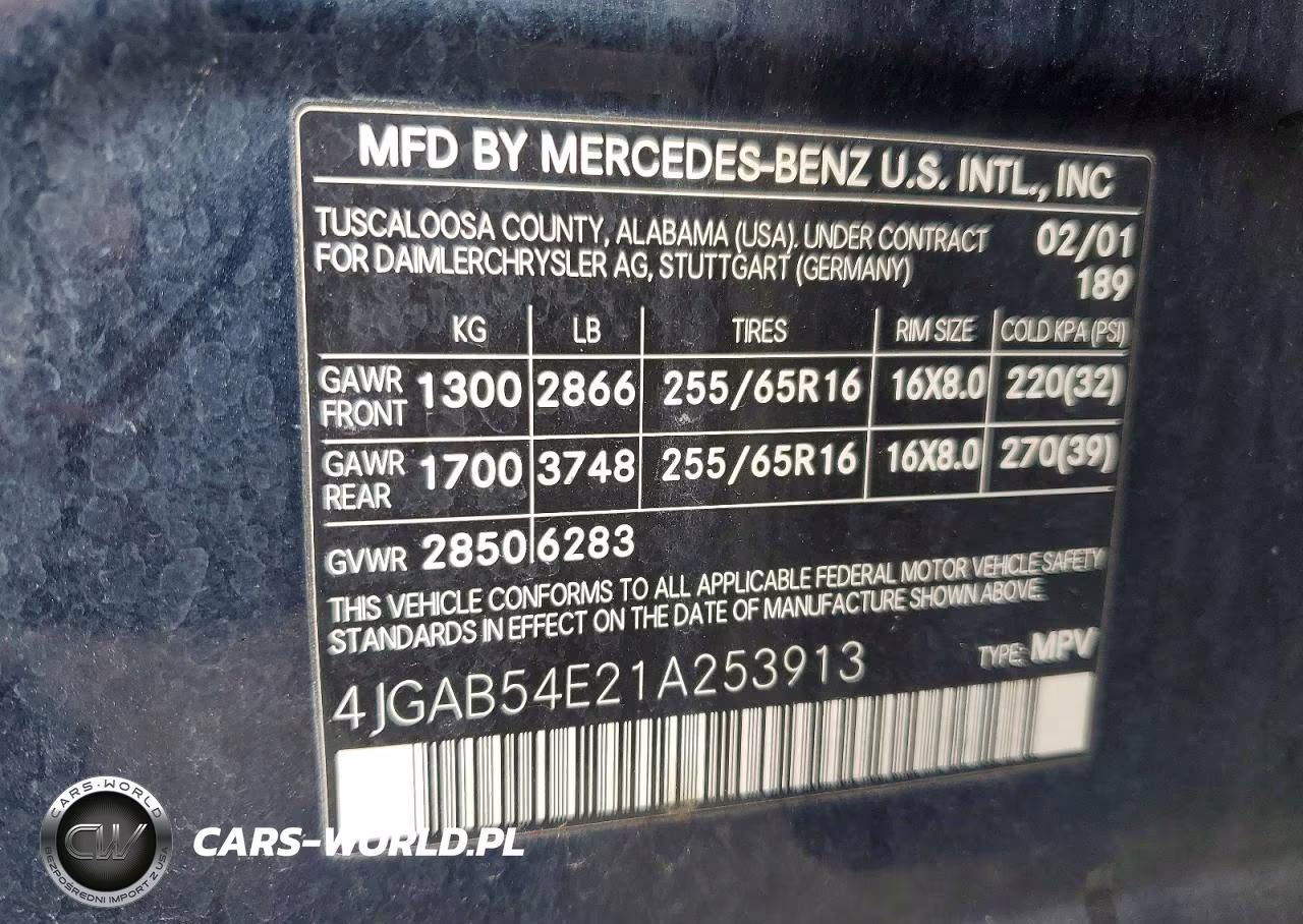 2001 Mercedes-Benz Ml 320 VIN:4JGAB54E21A253913 - 12