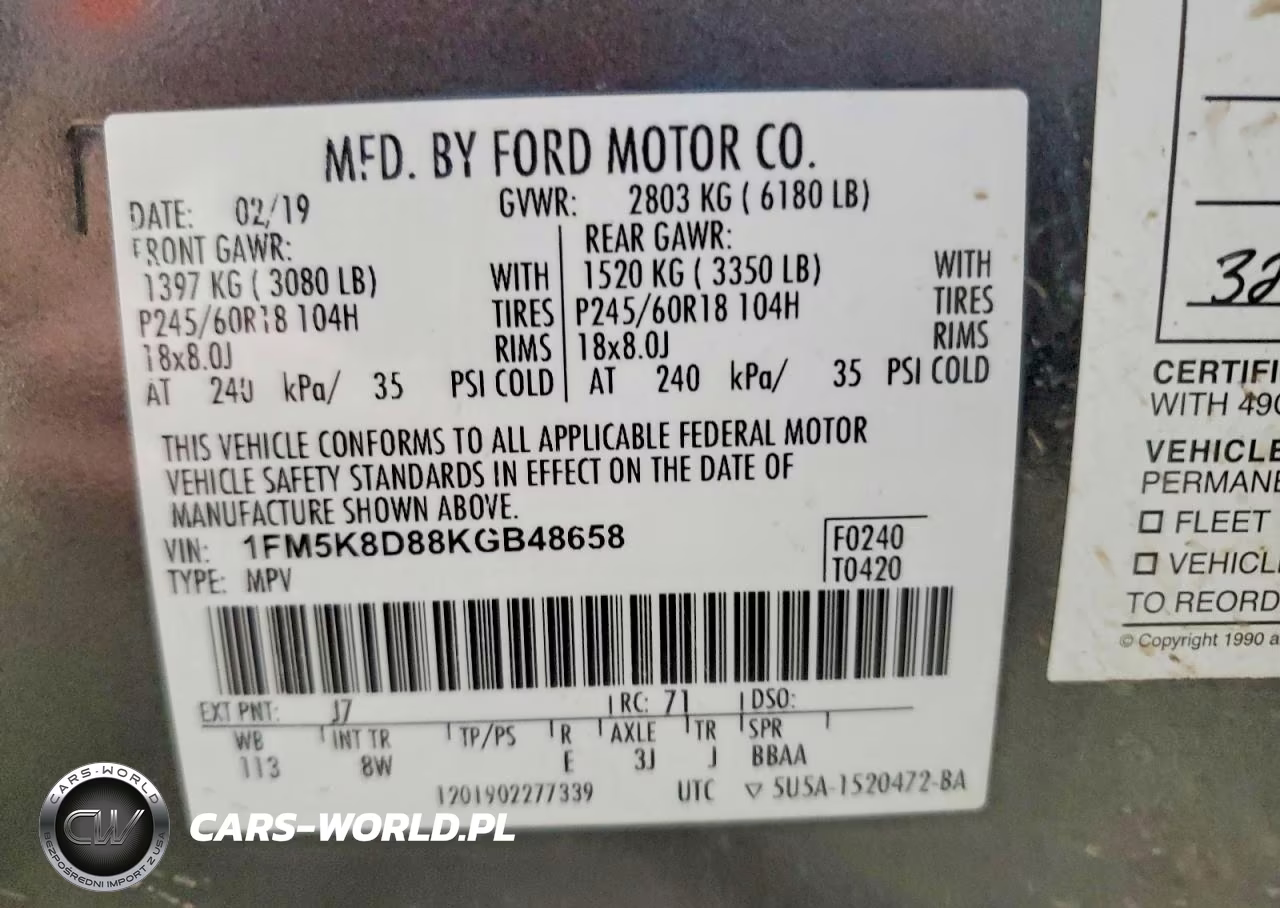 2019 Ford Explor Xlt VIN:1FM5K8D88KGB48658 - 14