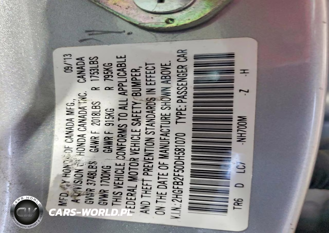 2013 Honda Civic Lx VIN:2HGFB2F50DH581070 - 12