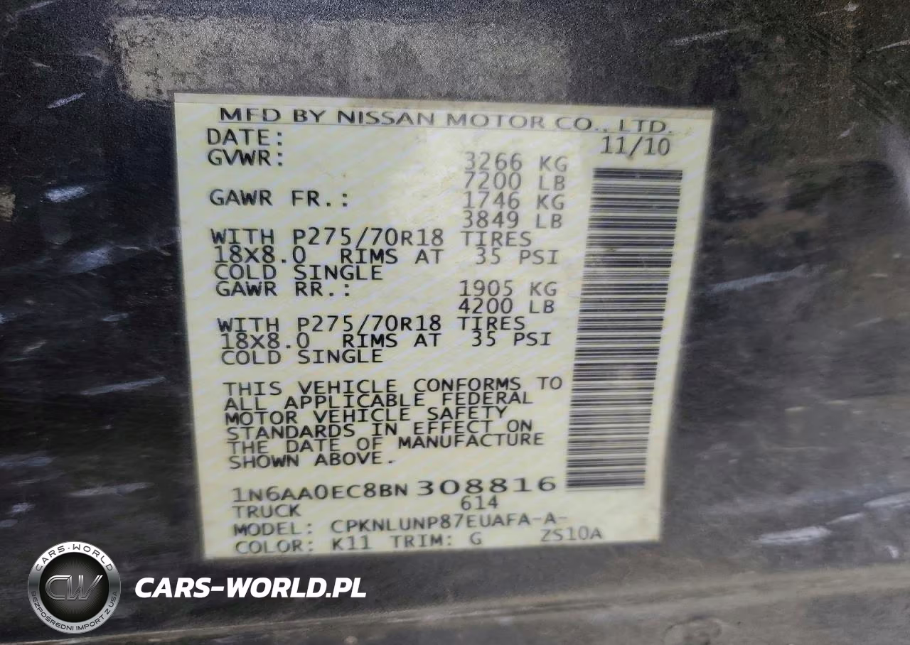 2011 Nissan Titan Sv VIN:1N6AA0EC8BN308816 - 13