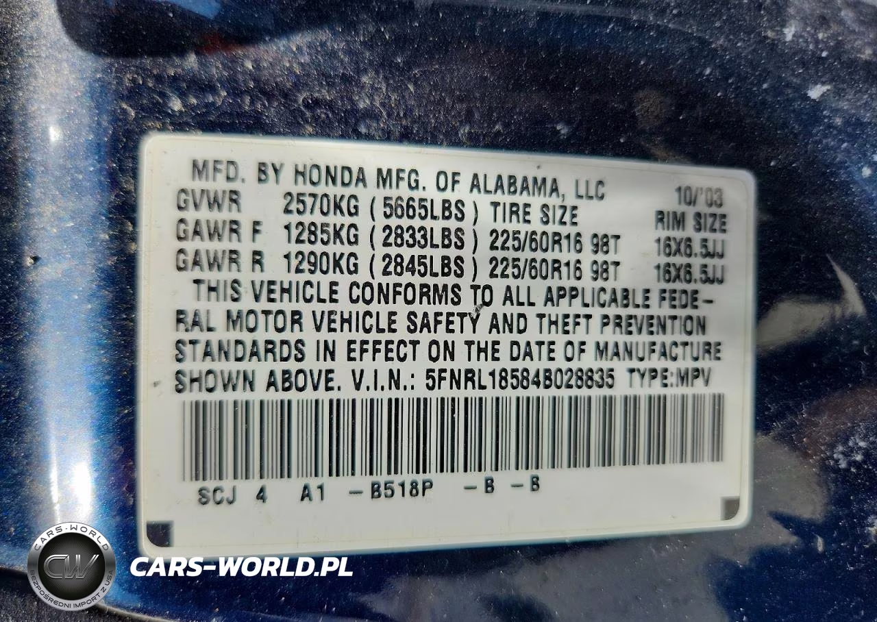 2004 Honda Odyssey Lx VIN:5FNRL18584B028835 - 13