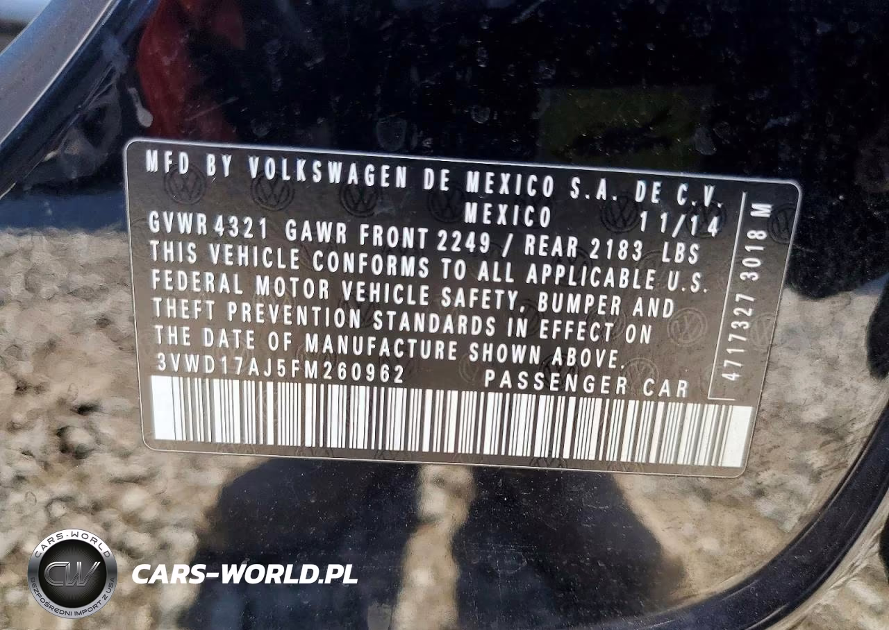 2015 Volkswagen Jetta Se VIN:3VWD17AJ5FM260962 - 12