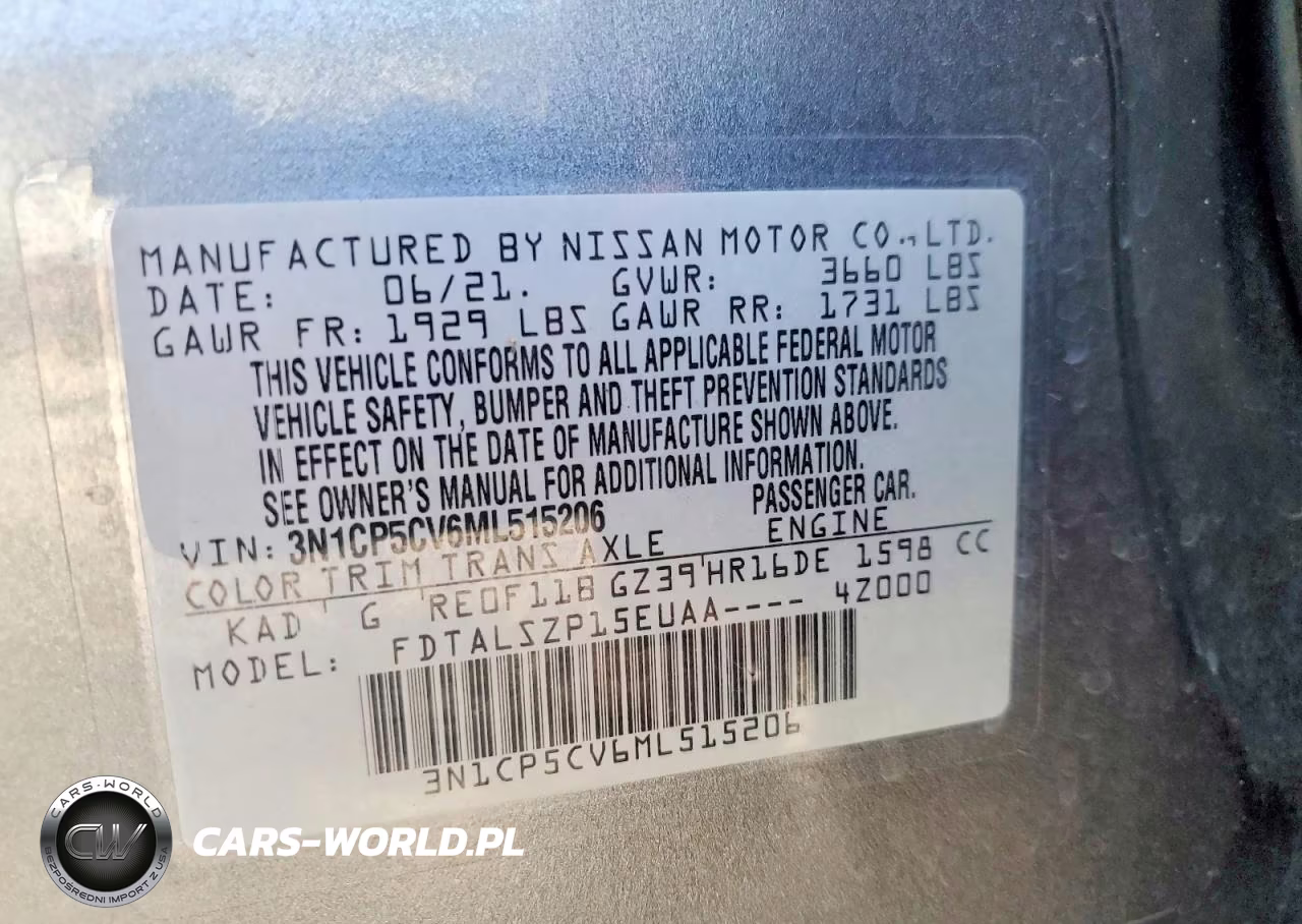 2021 Nissan Kicks Sv VIN:3N1CP5CV6ML515206 - 13