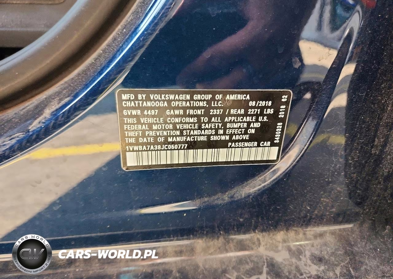 2018 Volkswagen Passat Se VIN:1VWBA7A38JC050777 - 12
