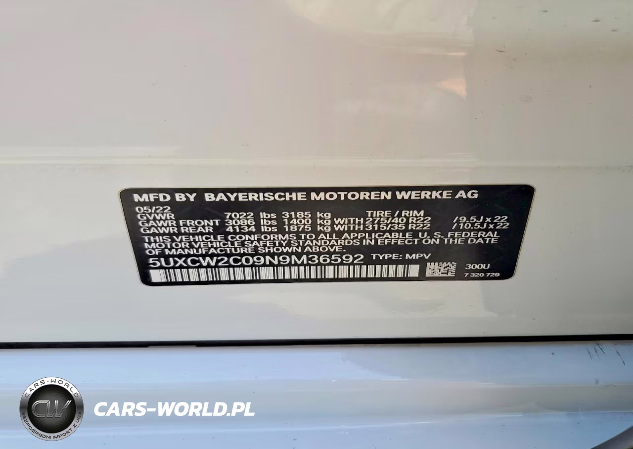 2022 BMW X7 xDrive40I VIN:5UXCW2C09N9M36592 - 13