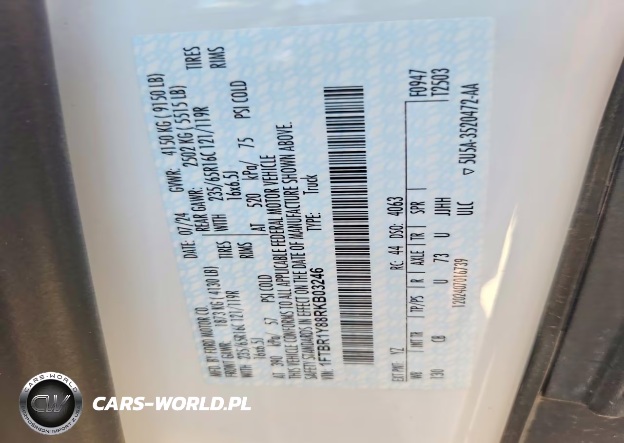 2024 Ford Transit T-250 VIN:1FTBR1Y88RKB03246 - 12