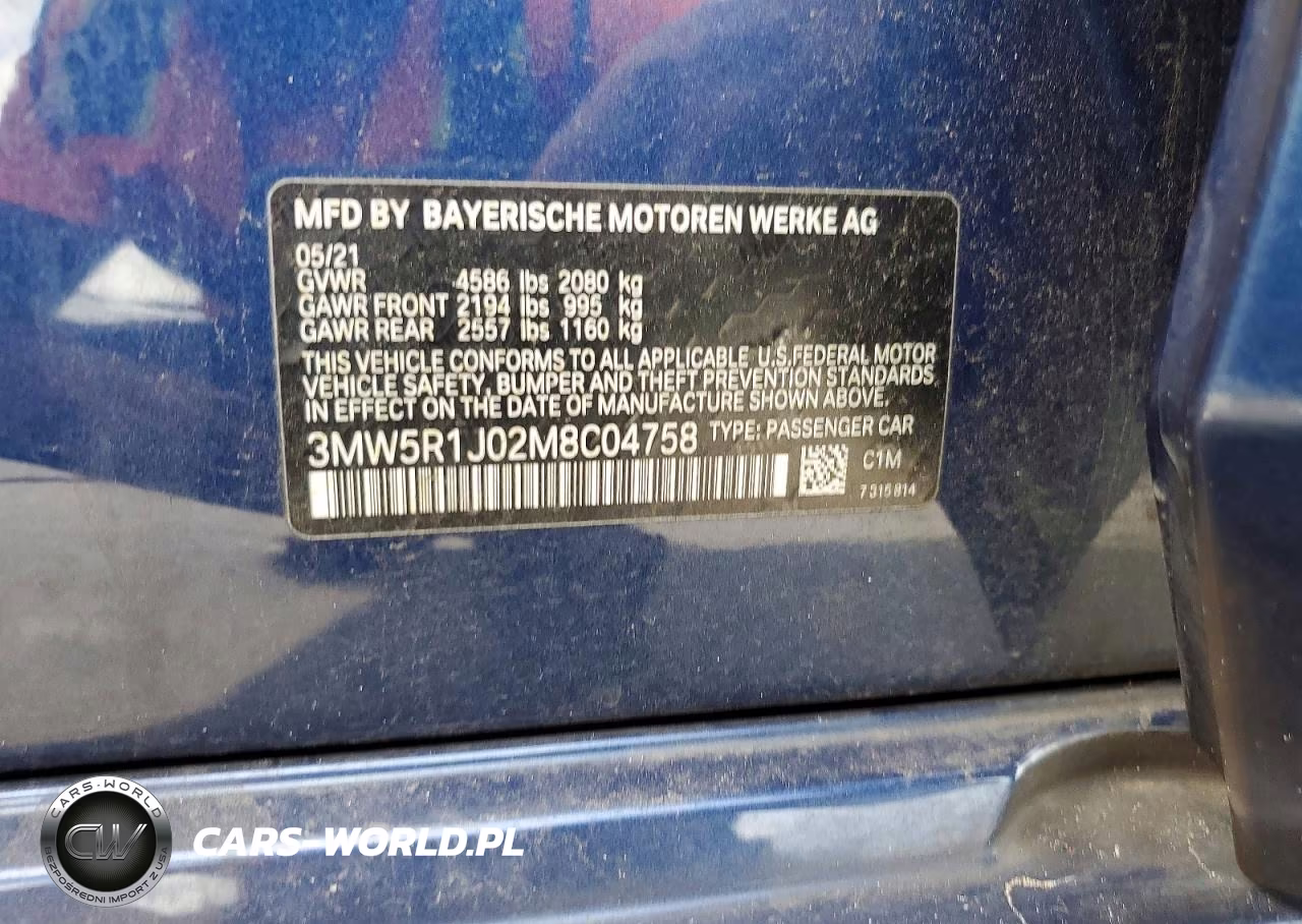 2021 BMW 330I VIN:3MW5R1J02M8C04758 - 12