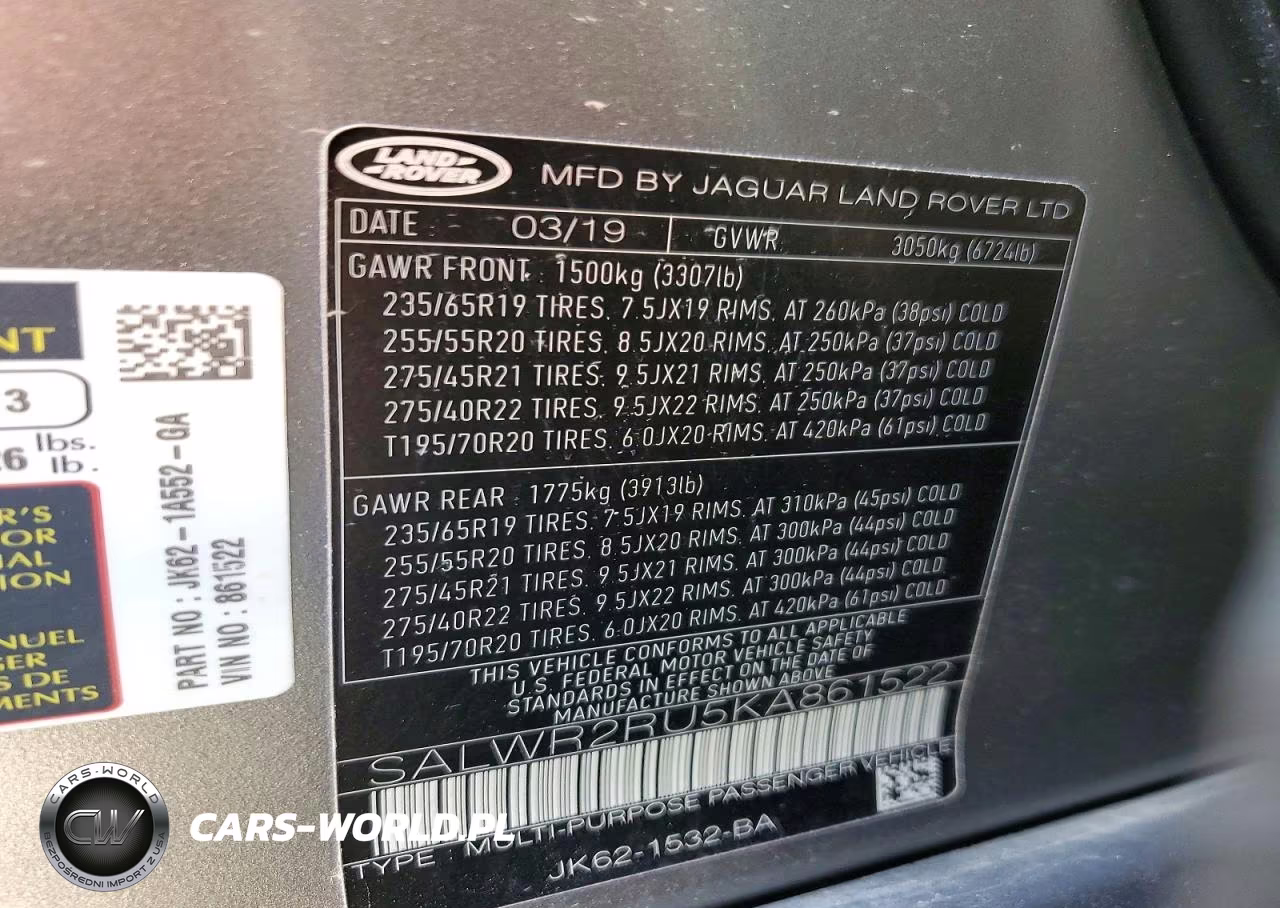 2019 Land Rover Range Rover Sport Hse VIN:SALWR2RU5KA861522 - 13
