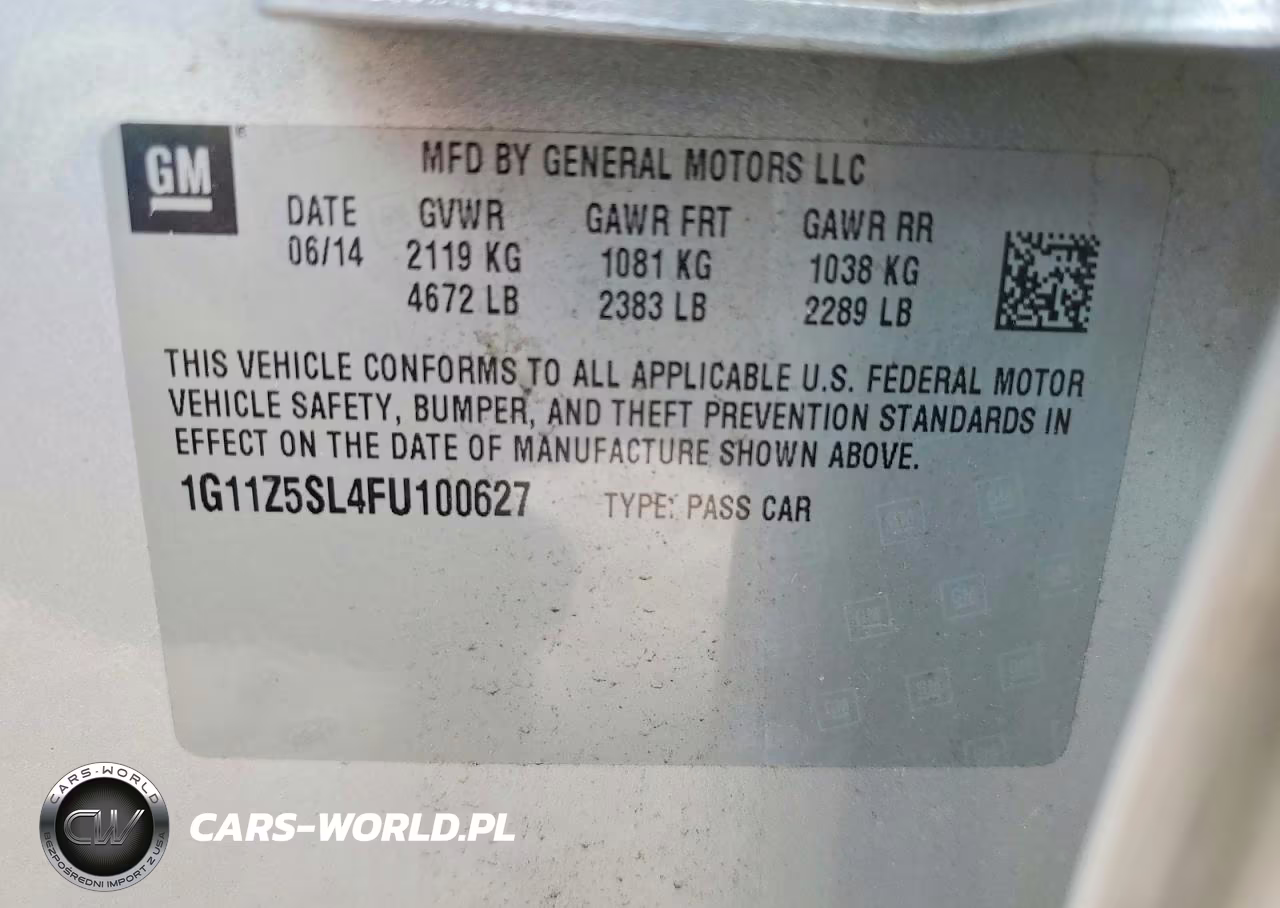 2015 Chevrolet Impala Ls VIN:1G11Z5SL4FU100627 - 12