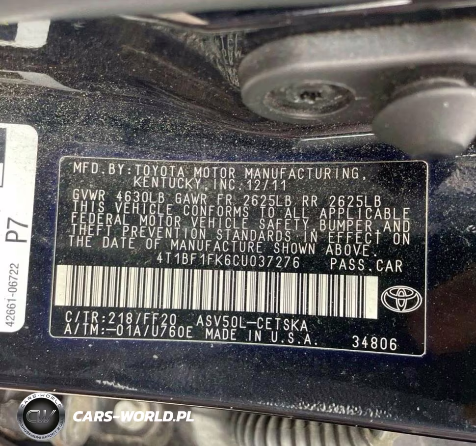 2012 Toyota Camry Se VIN:4T1BF1FK6CU037276 - 10