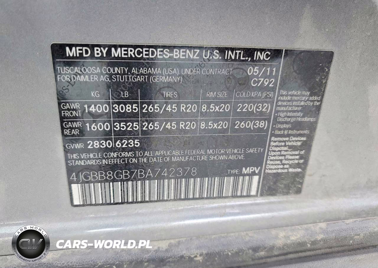 2011 Mercedes-Benz Ml 350 4Matic VIN:4JGBB8GB7BA742378 - 14