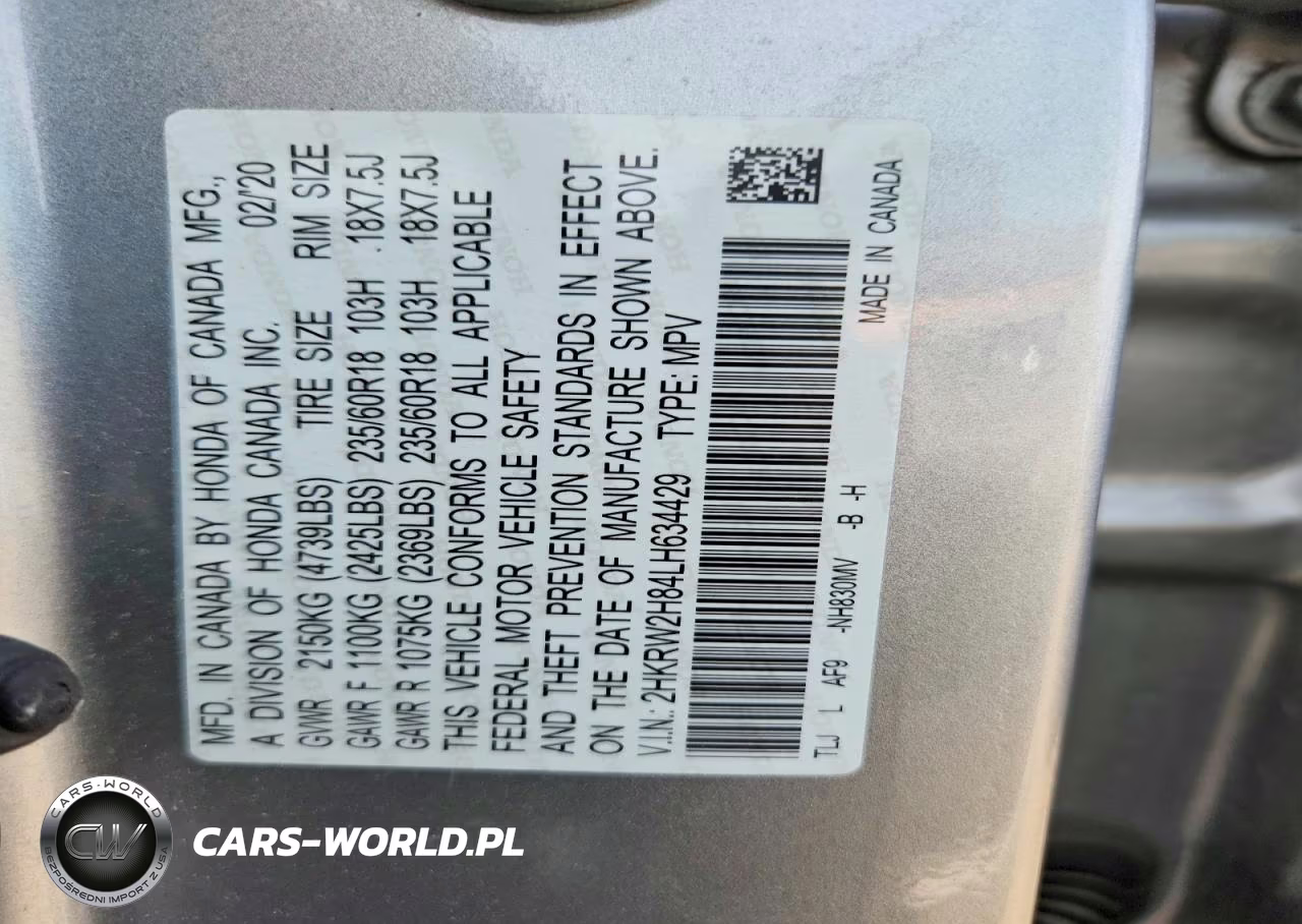 2020 Honda Cr-V Exl VIN:2HKRW2H84LH634429 - 12