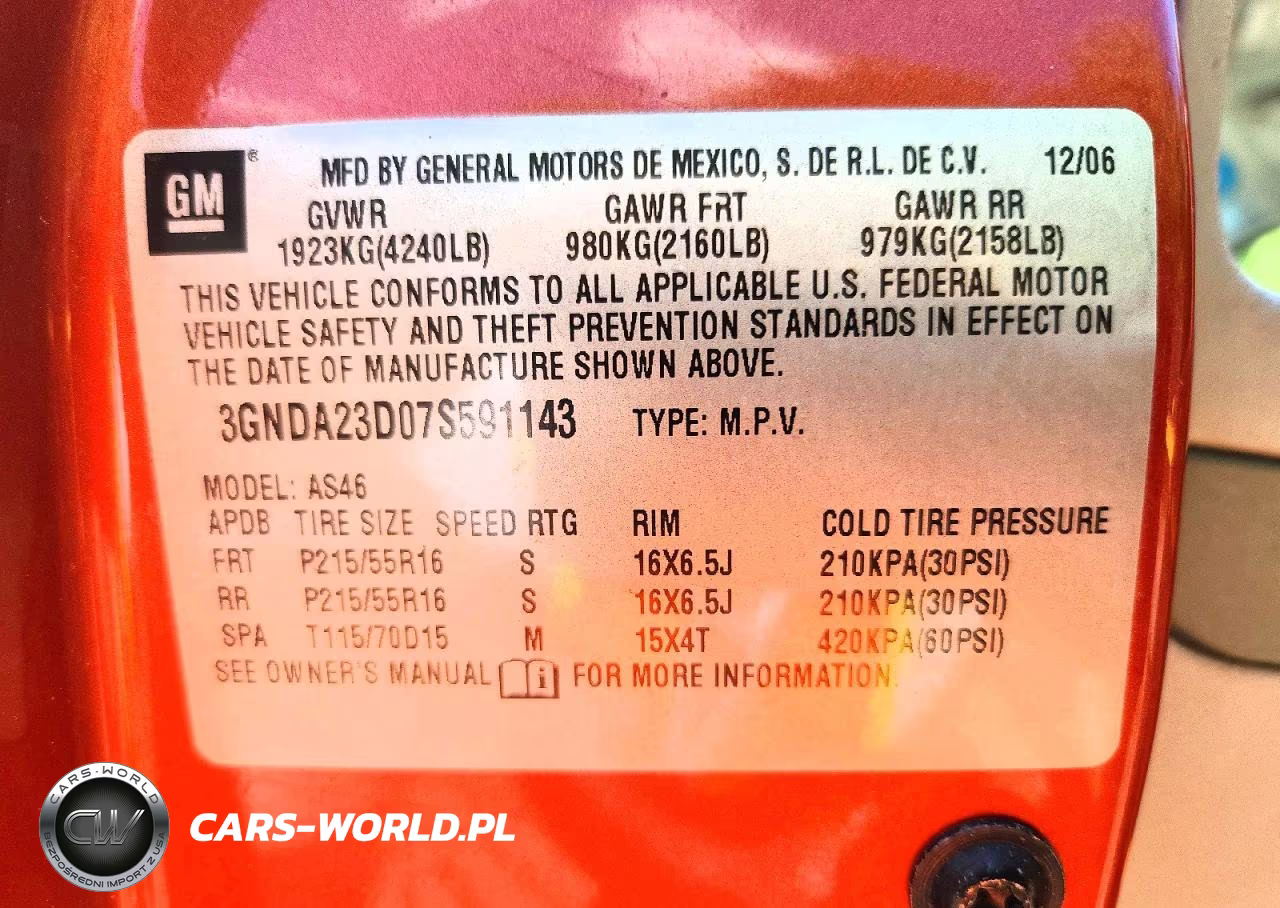 2007 Chevrolet Hhr Lt VIN:3GNDA23D07S591143 - 12